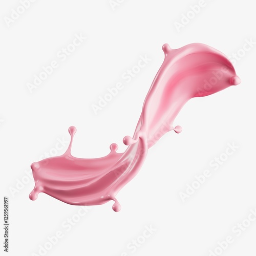 3D Render of a strawberry Liquid Splash in Motion
