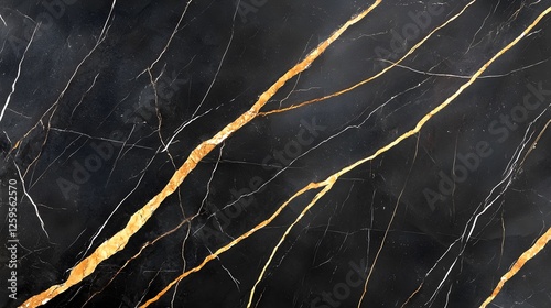 Elegant Black Marble with Golden Veins for Interior Design Projects photo