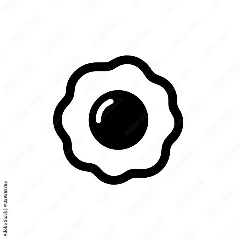 Fried Egg Icon: A simple yet effective line art icon depicting a perfectly fried egg, ideal for menus, recipe websites, or cooking-related applications. Fried Egg Icon: A simple yet effective line art icon depicting a perfectly fried egg, ideal for menus, recipe websites, or cooking-related applications.