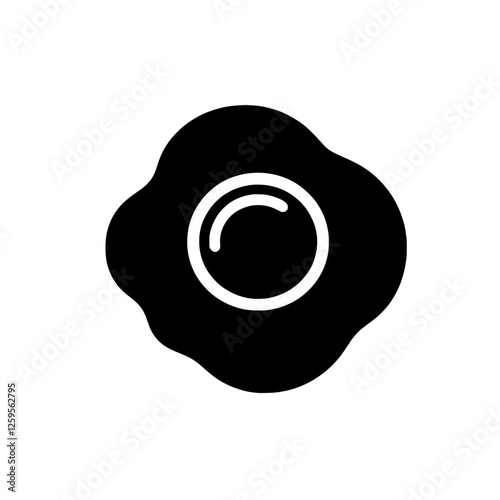 Fried Egg Icon: A simple yet versatile black and white icon of a fried egg, perfect for use in food-related designs, menus, apps, and more.  
