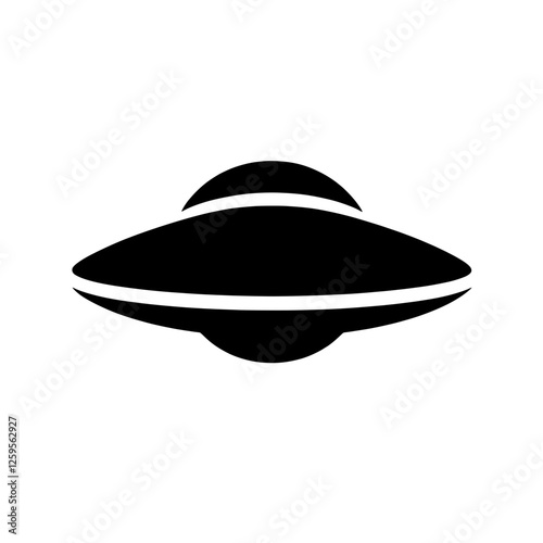 UFO Icon:  A minimalist and iconic representation of an unidentified flying object, characterized by its sleek, circular silhouette with a domed top.