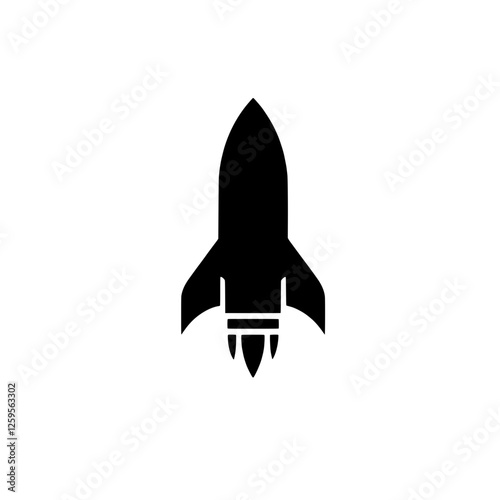 Black and White Rocket Icon: A simple yet powerful black and white silhouette of a rocket ship taking off, symbolizing ambition, innovation, and progress. The iconic design is perfect for branding.