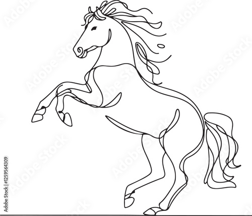 Stunning Line Drawing of a Rearing Horse
