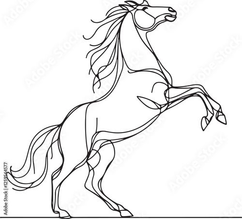 Stunning Line Drawing of a Rearing Horse