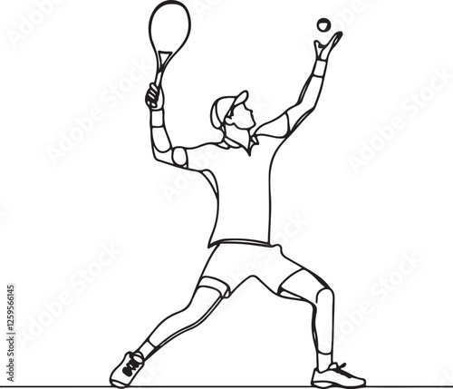 Tennis Serve Line Drawing Elegant Motion in Art