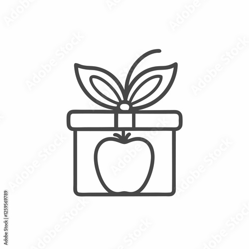 Decorated gift box showcases an artistic apple with playful leaves adorning the top, symbolizing creativity and joy. Ideal for birthdays or festive events, the design adds charm to any celebration.