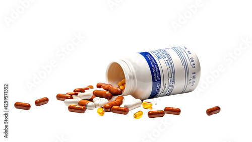 Spilled Pills Bottle Capsules Medication Healthcare Pharmacy