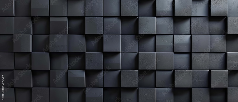 Abstract 3D rendering of a geometric pattern featuring black cubes arranged in a modern, minimalist design, ideal for backgrounds, textures, and creative projects Abstract 3D rendering of a geometric pattern featuring black cubes arranged in a modern, minimalist design, ideal for backgrounds, textures, and creative projects