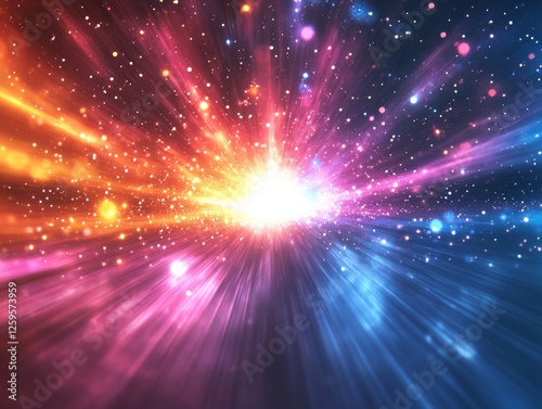 Abstract cosmic light bursts background. Featuring cosmic light bursts and vivid colors. Emphasizing depth and brilliance. Ideal for space and artistic themes.