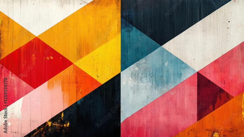 Fototapeta premium Abstract geometric patterns on a colorful background.