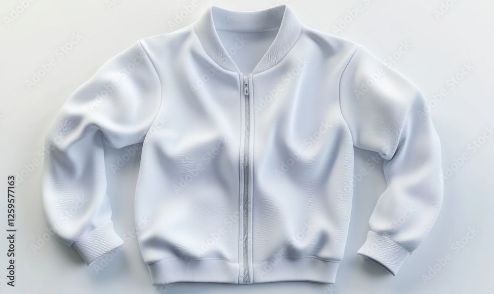 White bomber jacket, studio shot, clothing design, mockup, apparel White bomber jacket, studio shot, clothing design, mockup, apparel