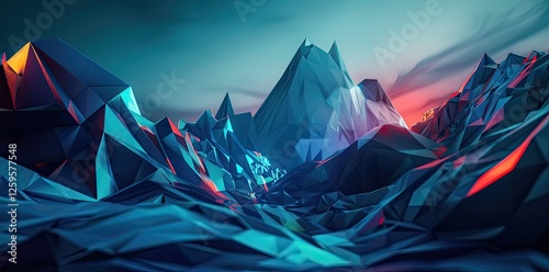 Abstract blue background with low poly shapes