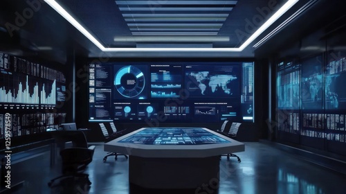 Wallpaper Mural Futuristic Data Analysis Center with Advanced Technology and Visual Data Torontodigital.ca