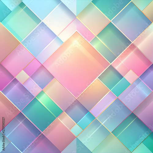 Abstract Geometric Pattern with Pastel Colors. Digital Art Print