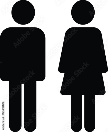 Restroom icon flat set Woman, man public toilet vector for apps or web female and male hygiene washrooms symbol ladies and gentlemen WC bathroom UI icon doorplate isolated on transparent background