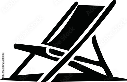 Illustration silhouette of chair and umbrella beach