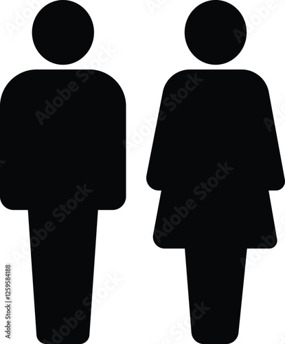 Restroom icon flat set Woman, man public toilet vector for apps or web female and male hygiene washrooms symbol ladies and gentlemen WC bathroom UI icon doorplate isolated on transparent background