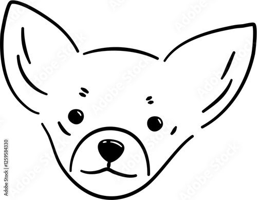 chihuahua puppy head portrait outline doodle cartoon 