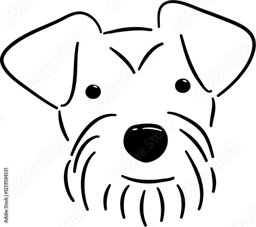 schnauzer puppy head portrait outline doodle cartoon