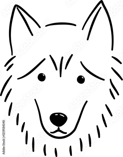 siberian husky puppy head portrait outline doodle cartoon