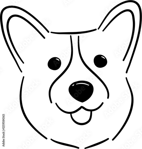 corgi puppy head portrait outline doodle cartoon 