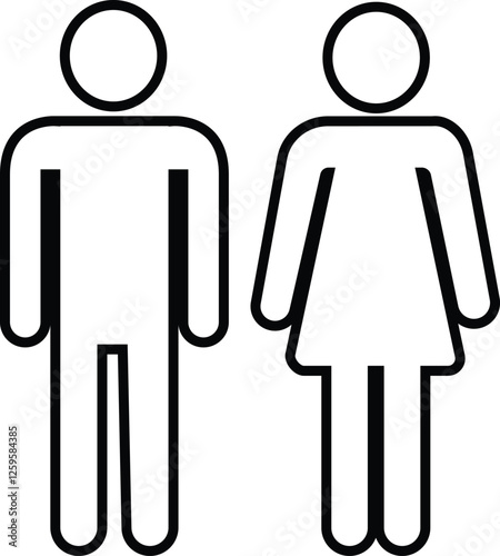 Restroom icon line set Woman, man public toilet vector for apps or web female and male hygiene washrooms symbol ladies and gentlemen WC bathroom UI icon doorplate isolated on transparent background