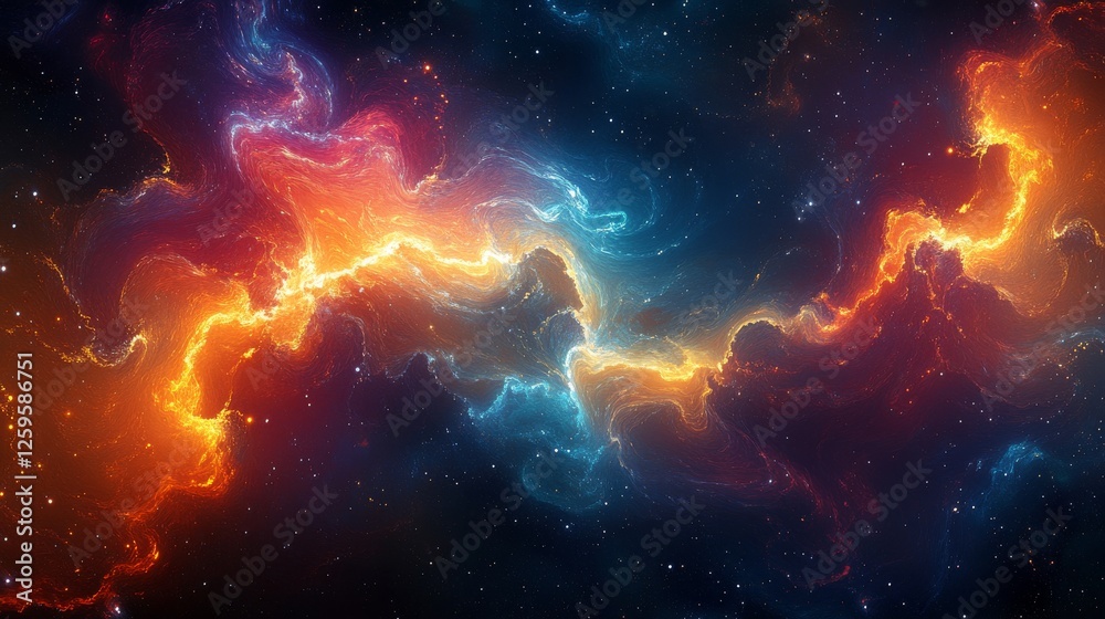 Obraz premium Abstract cosmic luminous fractals background. Featuring cosmic luminous fractals with vivid colors. Emphasizing depth and intricate details. Ideal for space and artistic themes.