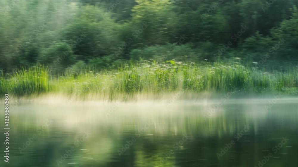Atmospheric garden rain, streaking water droplets, verdant landscape blur, natural precipitation capture, environmental portrait, motion photography, serene green backdrop, misty outdoor scene Atmospheric garden rain, streaking water droplets, verdant landscape blur, natural precipitation capture, environmental portrait, motion photography, serene green backdrop, misty outdoor scene