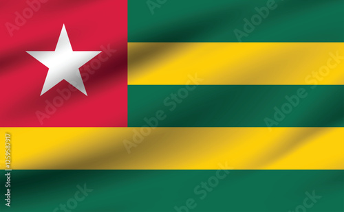 Flag of Togo. Togo flag official size and color standards digital vector illustration. Waving flag.