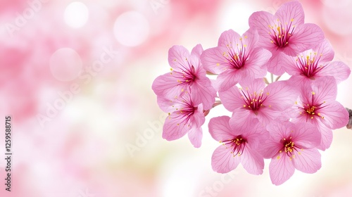 Soft Pink Cherry Blossom Flowers with Gentle Bokeh Background