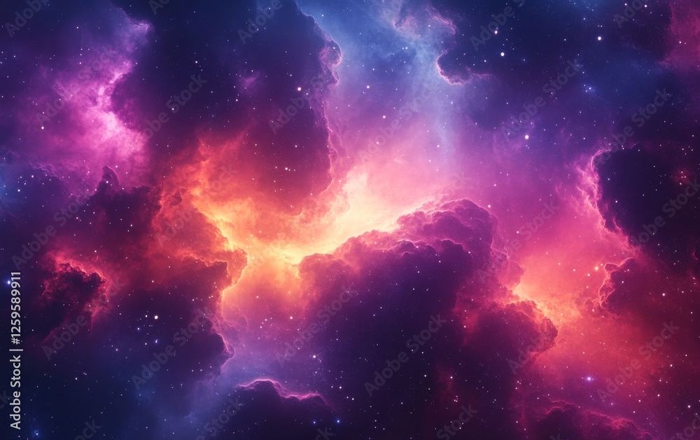 Fototapeta premium Abstract cosmic nebula background. Featuring cosmic nebula with vibrant colors. Emphasizing depth and celestial beauty. Ideal for space and artistic themes.