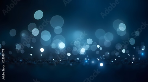 fond lumineux abstrait avec des bokeh dorés et bleus dans l'obscurité, représentant la magie et l'illumination effets lumineux. - Noël, fêtes de fin d'année décembre janvier photo