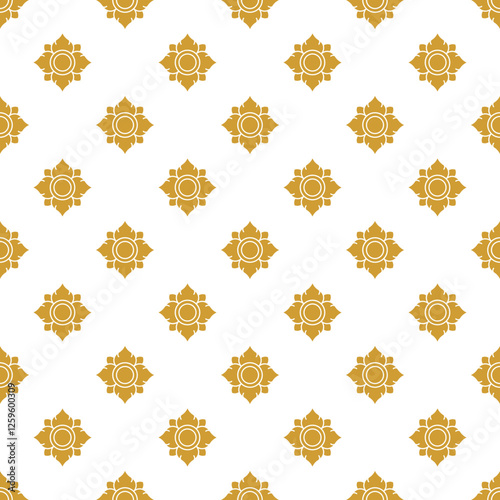 Golden Flower Seamless Pattern Background