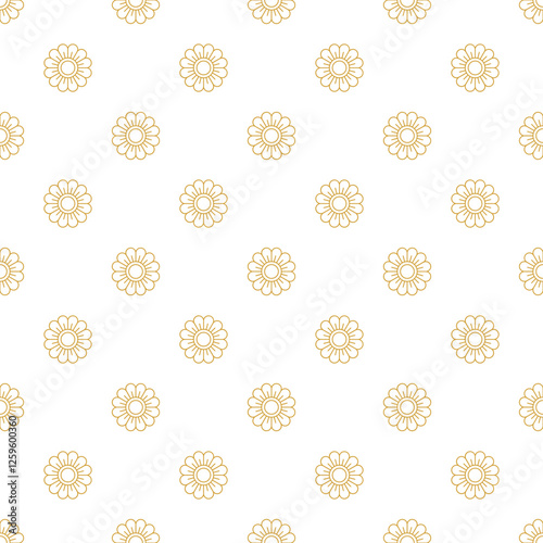 Golden Flower Seamless Pattern Background