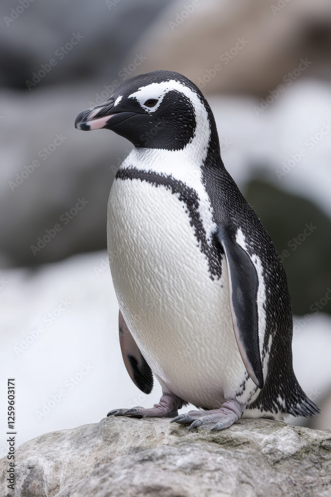 Fototapeta premium Desert-adapted penguin colony surviving on fog-harvested water