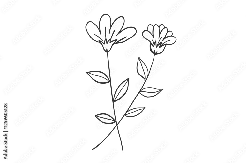Obraz premium 花のシンプルな線画イラスト