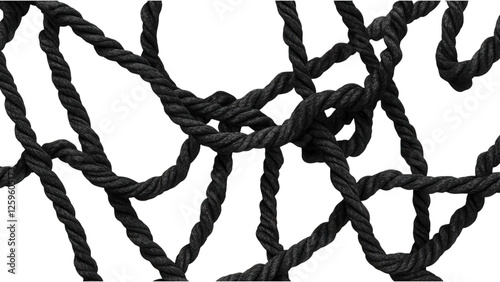 Nautical Rope Patterns in Black, Intricate designs of scattered black nautical ropes, perfect for marine-themed projects and backgrounds photo