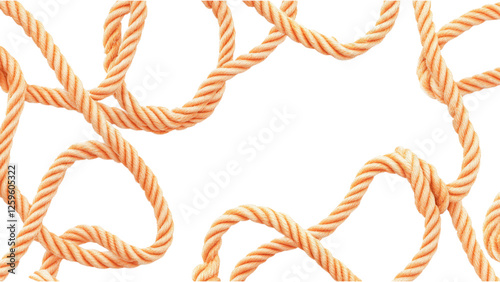 Nautical Rope Patterns in Orange, Vibrant scattered designs perfect for marine-themed projects, seamless integration with various backgrounds