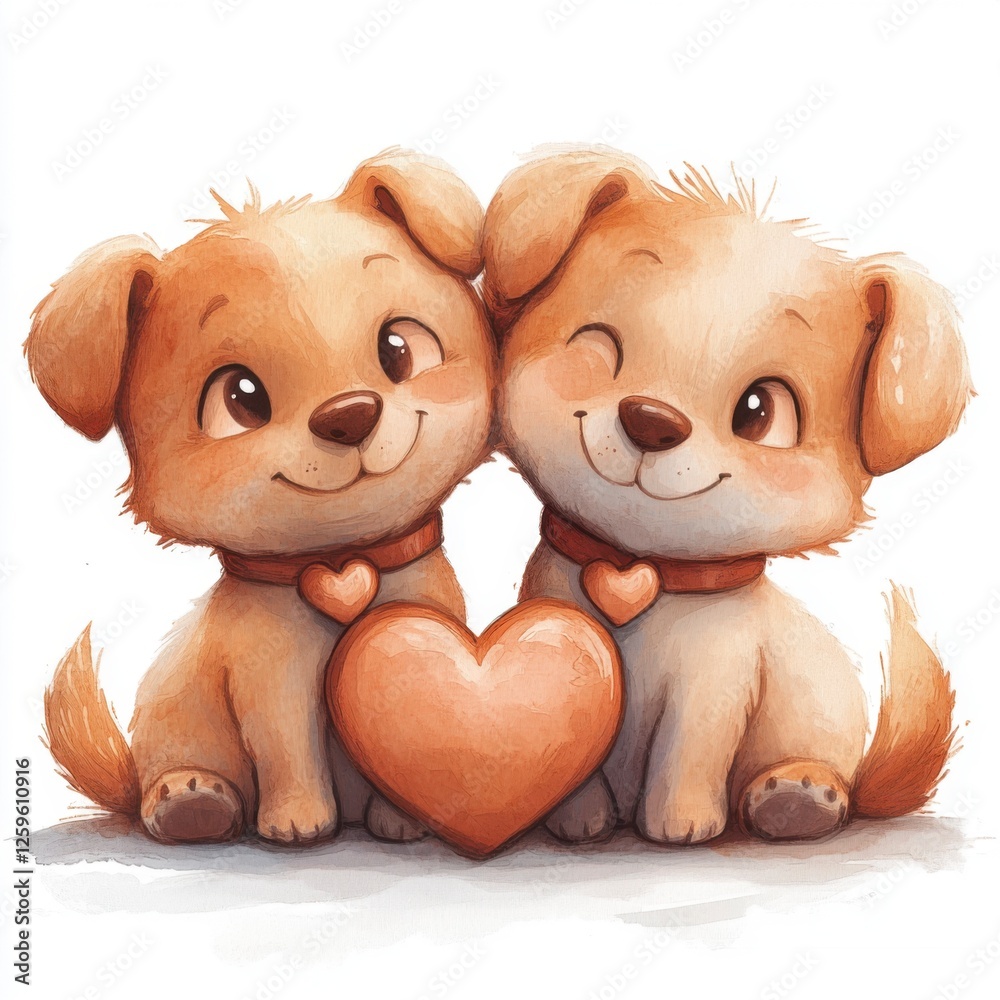 Fototapeta premium Two Adorable Puppies Sharing a Heartfelt Moment of Love and Joy