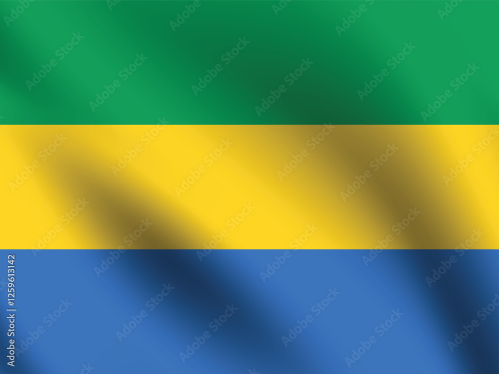 Flag of Gabon. Gabon flag official size and color standards digital vector illustration. Waving flag. Flag of Gabon. Gabon flag official size and color standards digital vector illustration. Waving flag.