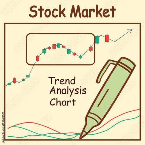 Hand Drawn Financial Stock Market Trend Analysis Chart.eps