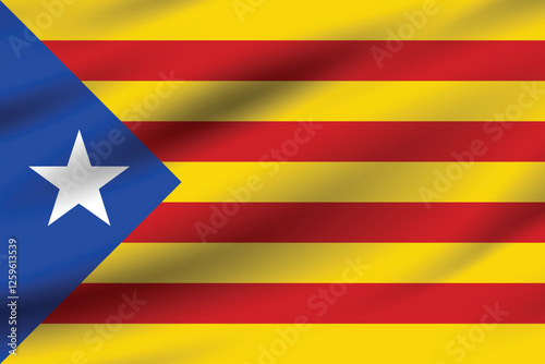 Flag of Catalonia. Catalonia flag official size and color standards digital vector illustration. Waving flag.