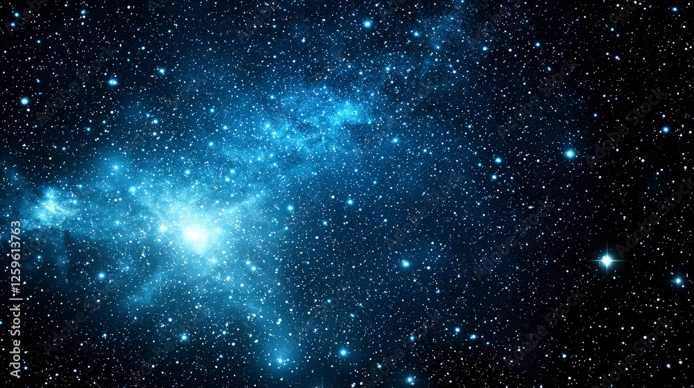 Fototapeta premium Bright Blue Galaxy with Starry Sky and Cosmic Dust in Universe