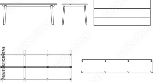 Coffee tables and desks design illustration silhouette vector sketch