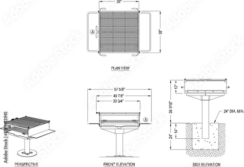 silhouette vector sketch illustration of Charcoal Grills detailed design for barbeque party 