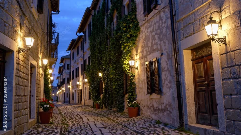 Enchanted Evening in a Medieval Street