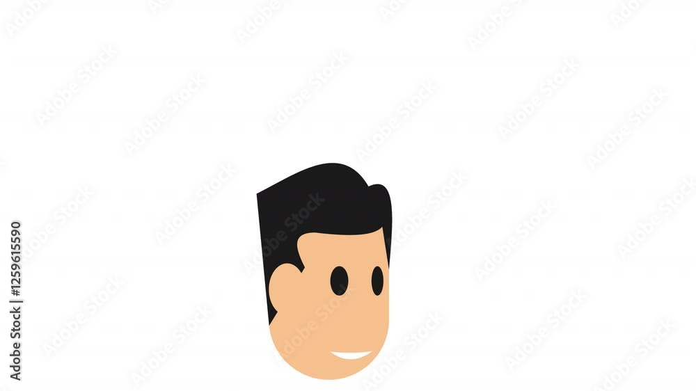 Man with a light bulb above his head. Animation idea, alpha channel. Cartoon. Man with a light bulb above his head. Animation idea, alpha channel. Cartoon.
