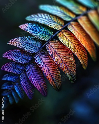 Fractals in nature depicted as colorful, intricate patterns of a fern, photo