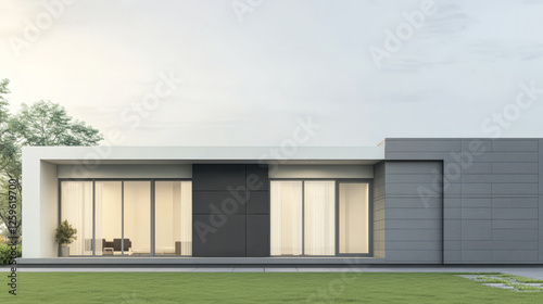 Wallpaper Mural Modern architectural design featuring a sleek house with large windows in a serene landscape Torontodigital.ca