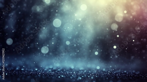 Mystical Winter Forest: A mesmerizing abstract background with a deep blue hue. The soft glow of sunlight penetrates the dense, snow-laden forest, creating a captivating interplay of light and shadow.
